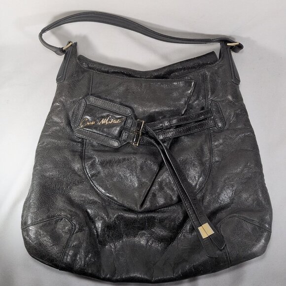 Corto Moltedo Leather Purse Italy Charcoal Gray Handbag Shoulder Bag Y2K Gold - Picture 1 of 14